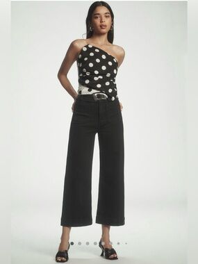 Anthropologie Black Wide-Leg Cropped Jeans